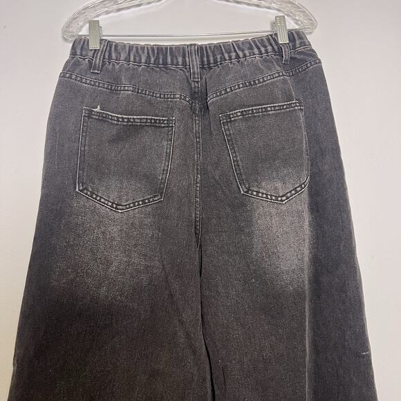 NWT Dazy Women's Black Wide Leg Jeans Boho Elastic Waistband Sz XL - Picture 14 of 15